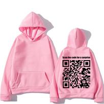 Juokingi QR Kodo Hudiniai Džemperiai Moterims Vyrams Juokingas Išdaigos Megztinis Nuskenuokite Kodą Dėl Staigmenos Raidės Rašto Drabužiai Per dydžio Megztiniai M pink