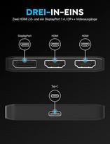Sabrent Usb C į dvigubą Hdmi adapterį + displayport adapteris 8k@30hz 4k@60hz išorinė Usb grafikos plokštė nešiojamam kompiuteriui (da-h2d1)
