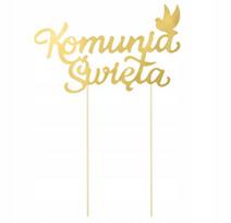 Auksinis torto topperis "pirmoji Komunija" su balandžiu