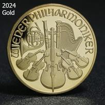 2024 2022 2021Austriška proginė moneta, Vienos filharmonijos orkestras, auksinės ir sidabrinės monetos, ES proginis medalis, Kalėdinė dovana, Kalėdų dovanėlės į kojinę brown