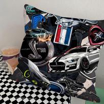 1 vnt. Automobilio Mados F-Ford M-MustangS Logotipas Pagalvė Miegamojo Sofos Laisvalaikio Komforto Pagalvėlė Automobilio Svetainės Namų Dekoracija 16x16Inch gray