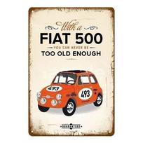 Klasikinis Fiat 500 Vintažiniai Metaliniai Skardos Ženklai Metalo Plakatas Sienos Meno Dekoras Plakatas Kavinės Baro Pub Namų Sienos Dekoras Automobilio Metalo Meno Plakatas 20x30cm beige