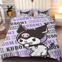 Kuromi patalynės užvalkalų komplektas 100% poliesteris 3D vaikams lovos komplektai Karališko dydžio patalynė antklodžių komplektai AU Single(140*210cm)3pcs