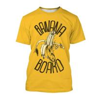 Juokingas Bananas 3D Spausdinimo Vyriški Marškinėliai Madingi Vaisiai Unisex Personalizuoti Hip-hop Laisvalaikio Trumpomis Rankovėmis Viršutiniai Drabužiai Moteriški Drabužiai 5XL yellow