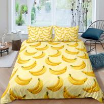 Banano rašto patalynės užvalkalų komplektas Geltonas bananų vaisių patalynės komplektas Maisto tematikos dvigulės antklodės užvalkalas Vaikams Berniukams Mergaitėms Miegamojo dekoras AU Single(140*210cm)3pcs