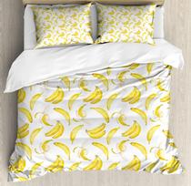 Banano rašto patalynės užvalkalų komplektas Geltonas bananų vaisių patalynės komplektas Maisto tematikos dvigulės antklodės užvalkalas Vaikams Berniukams Mergaitėms Miegamojo dekoras EU Single(135*200cm)3pcs