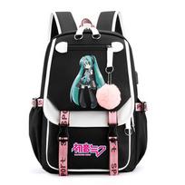 Anime Hatsune Miku Spausdintas Kuprinė Mokyklinė Kuprinė Paaugliui Studentui Mergaitei Berniukui Bookbag Didelės Talpos Vandeniui Atsparus Kelioninis Krepšys Dovana Kuprinė black