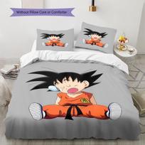 Mielas animacinis Son Goku rašto patalynės komplektas, antklodės komplektas, antklodės užvalkalas, pagalvės užvalkalas, namų gimtadienio dovana (1 * antklodės užvalkalas + 2 * pagalvės užvalkalai, be šerdies) 135x200cm white