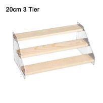 2-4 pakopų akrilinis medinis vitrinos stovas laikiklis odos priežiūros produktams 20cm 3 Tier