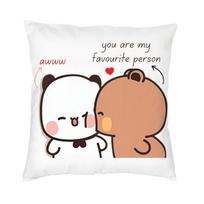 Bubu Dudu Panda Ir Rudasis Lokas Pora Dekoratyvinis Pagalvės Užvalkalas Individualus Kvadratinis Pagalvės Užvalkalas 40x40 Pagalvės Užvalkalas Svetainė 40x40cm 16x16in