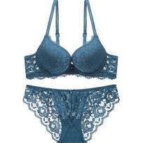 Nude Gėlių Nėrinių Liemenėlės Rinkinys Push Up Su Lankeliais Lingerie Rinkinys Su Bikini Kelnaitėmis 32 žalia