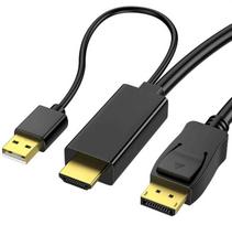 Reagle hdmi į displayport kabelis 4k 60hz - vienkartinis perdavimas, plug & play, usb-a maitinimo šaltinis, itin aukšta rezoliucija žaidimams, namų biurui ir multimedijai - 1.8 m