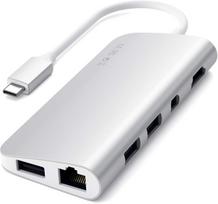 Satechi aliumininis Type-c multimedijos adapteris - 4k Hdmi, mini Displayport, Usb-c Pd, Gigabit Ethernet, Usb 3.0, Micro/sd kortelių lizdai, suderinamas su Macbook Pro, Macbook ir daugiau (sidabrinis)