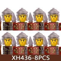 8 vnt. Viduramžių pilies kareivių figūrėlės Statybiniai blokeliai Karinis Romos imperijos Riterių sargybinis Sunkioji kavalerija Pėstininkas Karių kaladėlės Žaislas Berniukui