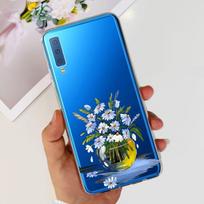 Silikoninis dėklas Samsung Galaxy A7 2018 dėklui A750 A750F dėklui Skaidrus TPU Madingas telefono dėklas Samsung A 7 2018 SM-A750F dėklams Samsung A7 2018 blue