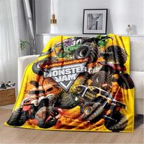 3D Monster Jam Monster Truck Animacinis Flanelinis Minkštas Mėtomas Antklodė Berniukų Miegamasis Sofa Lova Šiltas Mėtomas Antklodė Iškylos 100x150cm