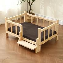 XS/S Medinis kačių namelis Pakelti saugos turėklai Augintinio lova Patvari, laikančioji šunų būda Patogus kačių lizdas 4 sezonams XS 53X38x40cm beige