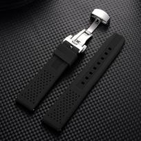 Silikoninė Guminė Laikrodžio Apyrankė Drugelio Sagtimi 16 18 20 22mm 24mm Greito Atleidimo Apyrankė Seiko Vyrams Moterims Sportui Kvėpuojanti Juosta 24mm black