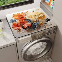 Fresh Floral Drum Washing Machine Dustproof Mat Anti-Slip Pastoral Style Kitchen Countertop Drying Mat 50*60cm gray