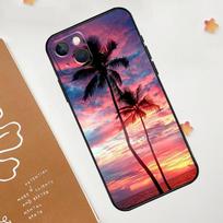 Vasaros Paplūdimio Saulėlydžio Palmių Dėklas iPhone 13 12 11 14 15 16 Pro Max Mini XR XS X Plus Silikoninis Bamperis Dangtelis Capa iPhone 13 Pro black