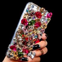 Blizgantis deimantinis telefono dėklas, skirtas Samsung Galaxy S26 S25 S24 S23 S22 S21 S20 Ultra Plus FE Edge S10 S9, spalvingas kristalinis brangakmenių Bling papuoštas dangtelis Samsung Galaxy S9 Plus ryškiai rožinė