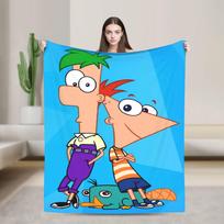Platypus Perry flanelinis pledas Pavasaris Phineas and Ferbs Šilta minkšta patalynė Užtiesalai vaikams Svetainei Purus lovatiesė 75x90cm