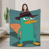 Platypus Perry flanelinis pledas Pavasaris Phineas and Ferbs Šilta minkšta patalynė Užtiesalai vaikams Svetainei Purus lovatiesė 75x90cm