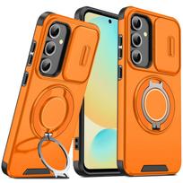 Skirta Samsung S20 FE dėklas Galaxy S23 FE S21 S22 S23 dangtelis Magnetinis žiedas Šarvuotas Stumdomas kameros objektyvo dangtelis Magsafe Belaidžio įkrovimo dangtelis Galaxy S23 white