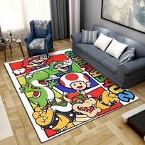 Super Mario Bros Plaunamas neslystantis kilimėlis Didelis grindų kilimėlis Miegamojo namų dekoras LXR89 60x90cm black