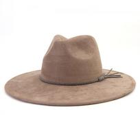 Unisex Suede Veltinio Fedora Skrybėlė Platus Kraštas Plokščias Kraštas Elegantiškas Klasikinis Džentelmeno Skrybėlė M 56-58cm gray
