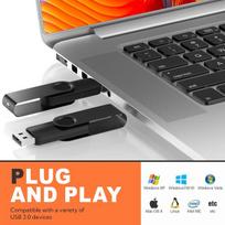 USB laikmena Uflatek 64gb usb atmintukai, atminties kortelė, 10 vnt pakuotė, usb 2.0 juodas atmintukas, swivel atmintukas, metalinis atmintukas, išorinė duomenų laikmena su virvele