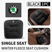 Skoda automobiliui Flanelinis sėdynės užvalkalas Priekinės ir galinės sėdynės Pagalvėlė Žieminė šildanti kilimėlis Octavia Superb RAPID FABIA KAMIQ KAROQ KODIAQ YETI black