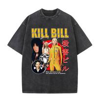 Kill Bill The Bride Movie Poster Washed Vintage T-shirt Uma Thurman Carradine Tarantino Graphic Tshirt Man Fashion Streetwear 3XL įvairiaspalvis