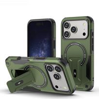Atsparus smūgiams Karinio lygio Šarvuotas dėklas su stoveliu IPhone 17Air 16E 15 14 Plus 13 12 11 Pro Max Magnetiniam įkrovimui Apsauginis dangtelis iPhone 15 Pro Max žalia
