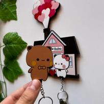 Raktų pakabukas Sieninis Panda Bubu ir Dudu Akrilinis Raktų pakabukų pakabukas Animacinis Kuprinės pakabukas Raktų kabliukai Pakabukas Aksesuaras Poros dovanos brown