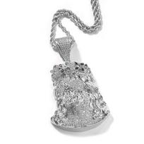 THE BLING KING Religinis Jėzaus Galvos Pakabukas Ledinis Dviejų Atspalvių Žalias Kubinis Cirkonis Pakabukas Karoliai Hiphop Papuošalai 3mm Cuban chain&22inch sidabras