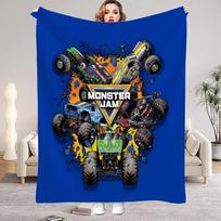 3D Monster Jam Monster Truck Cartoon Flannel Soft Throw Blanket Boys Bedroom Sofa Bed Warm Throw Blanket Picnic 75x100cm black
