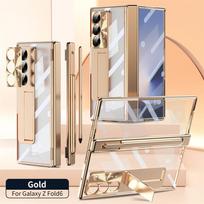 Skirta Samsung Galaxy Z Fold 8 Ultra / 7 6 5 4 3 Padengtas PC Dvigubo vyrio Apsauginis stovas Lizdas rašikliui Dėklas su grūdintu stiklu Stylus rašiklis Opp Bag&For Samsung Galaxy Z Fold 8 Ultra auksas