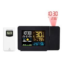 FanJu Digital Alarm Clock Weather Station LED Temperature Humidity Weather Forecast Snooze Table Clock With Time Projection juoda