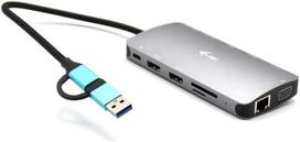 I-tec metalinė nano doko stotis usb-c/usb 3.0 iki 3 monitorių – 2x hdmi, 1x vga, 1x glan, 1x usb-c 3.2 gen1, 1x usb 3.2 gen1, 3x usb 2.0, 1x sd/microsd