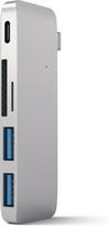 Satechi aliumininis type-c usb 3.0 3-in-1 combo hub su usb-c pass-through skirtas 2015/2016/2017/2018 macbook 12 colių (sidabrinis)