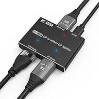 Dp į dp+hdmi skirstytuvas 1 įvestis 2 išvestys mst sst šakotuvas skirstytuvas 8k@30hz 4k@120hz dp 1.4 į krypties keitiklį kelių ekranų perkėlimas