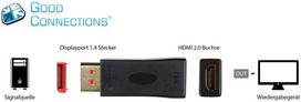 Good Connections Displayport 1.4 į Hdmi 2.0 adapteris - 4k / Uhd @ 60hz - Dp kištukas į Hdmi lizdą - paauksuota jungtis su fiksavimu / fiksavimu - plonas dizainas - juodas, Hdmi-dp14g