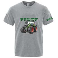 Tractor FENDT Logo Print Summer Unisexs Quick Dry Sport Fashion Unisexs 2026 Short Sleeves Summer Casual Breathable Tshirt 4XL gray