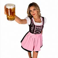 Moteriška didelio dydžio suknelė-kostiumas Oktoberfest šventei M rožinė