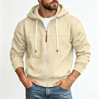 Men's -Lined Zip-Up Hoodie Sweatshirt Color for Daily Wear and Outdoor Activities M smėlis