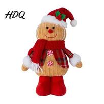Cute Chef Hat Gingerbread Figurines Christmas Plush Doll Decoration Stuffed Boy Girl Dolls for Home Decor Ornament Tiered Tray Holiday Party Display A red