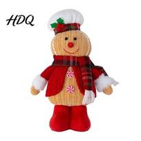 Cute Chef Hat Gingerbread Figurines Christmas Plush Doll Decoration Stuffed Boy Girl Dolls for Home Decor Ornament Tiered Tray Holiday Party Display B red