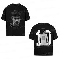 Neymar Amerikietiško futbolo žvaigždės spaudinio medvilniniai trumpomis rankovėmis marškinėliai Unisex drabužiai Athleisure mada Oversize laisvalaikio marškinėliai M gray