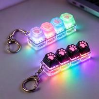@2P Šviečiantis tylus klaviatūros raktų pakabukas, paspaudžiamas LED mygtukas Fidget žaislas, nerimo mažinimas, biuro stalo dekoras, puiki gimtadienio dovana